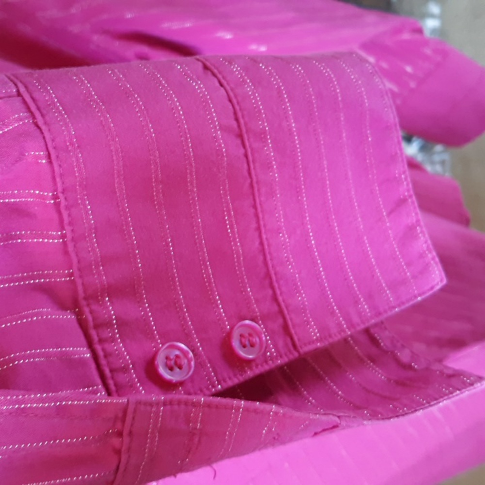 Worthington Stretch Easy Care Hot Pink/Silver Blouse - Picture 5 of 5